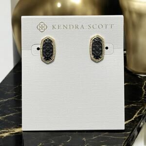NWT! Kendra Scott Ellie Gold Stud Earrings in Gunmetal Filigree Mix